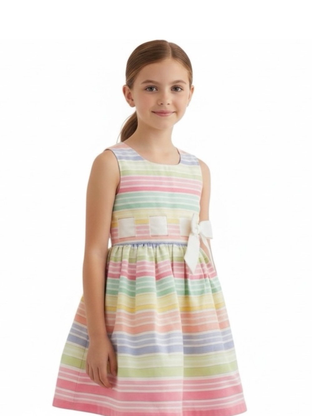 NWT Bonnie Jean Pastel Stripe Party Dress – Girls Size 14